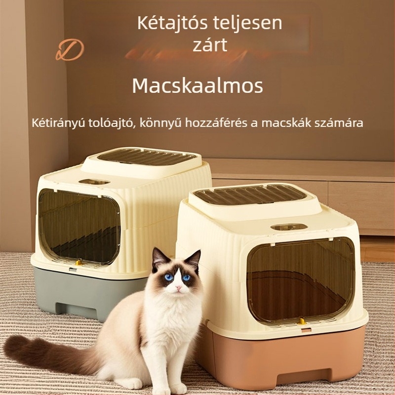 Macskaalomtál Szagmentes Teljesen zárt Túlméretezett Macska Toalett Macskaalomtál Extra Nagy Fröccsenésmentes Macskaalomtál Szagtalanító