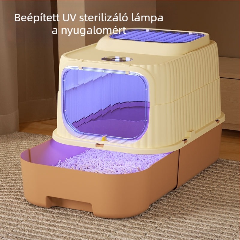 Macskaalomtál Szagmentes Teljesen zárt Túlméretezett Macska Toalett Macskaalomtál Extra Nagy Fröccsenésmentes Macskaalomtál Szagtalanító