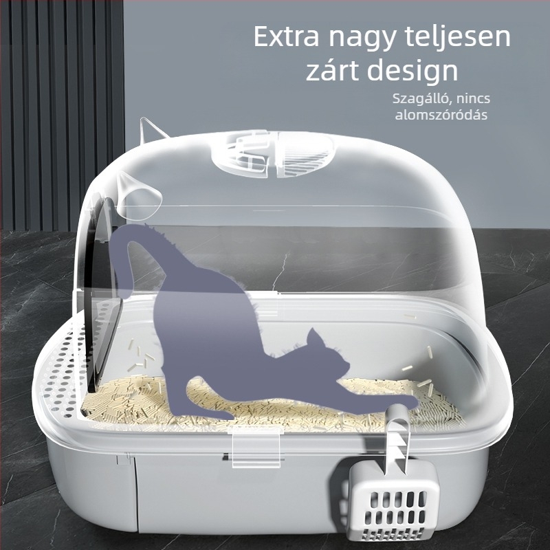 Macskaalomtál Szagmentes Teljesen zárt Túlméretezett Macska Toalett Macskaalomtál Extra Nagy Fröccsenésmentes Macskaalomtál Szagtalanító