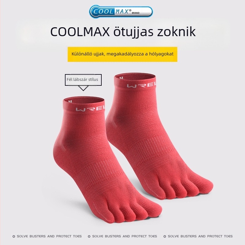 WRELS Futómaraton Professzionális sport öt ujjas zokni coolmax Gyorsan száradó, izzadságelvezető, kopásálló terepzokni férfiaknak és nőknek