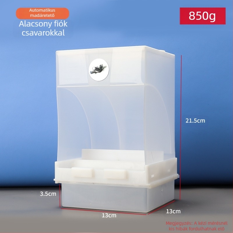 Papagáj madáreledel-doboz, szétszóródásgátló automata etető, fröccsenésgátló, külső etető, tigrisbőrből készült bazsarózsa, Xuan Feng madárfelszerelés