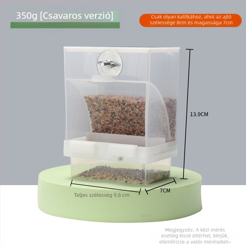 Papagáj madáreledel-doboz, szétszóródásgátló automata etető, fröccsenésgátló, külső etető, tigrisbőrből készült bazsarózsa, Xuan Feng madárfelszerelés