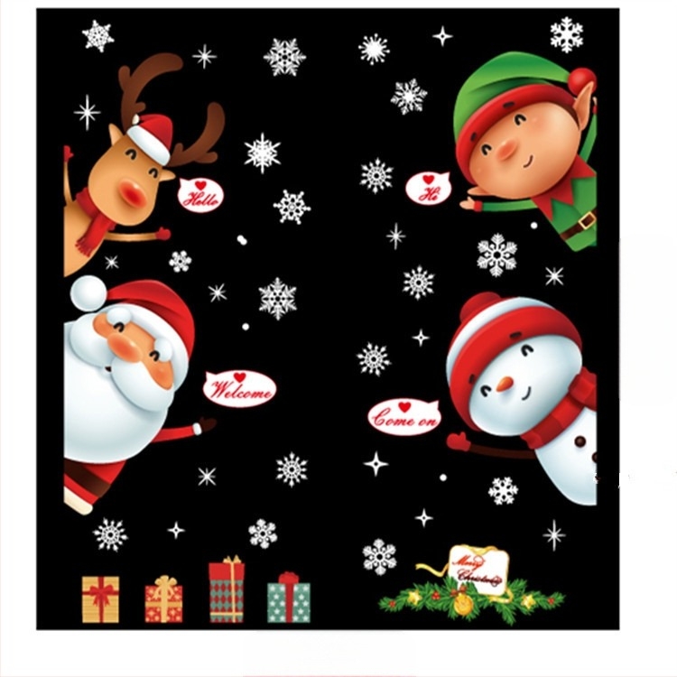 SK9241 Mikulás matricák karácsonyi dekoráció keresztbe szegélyű ablak üveg ablak vízálló falmatricák karácsonyi ablakmatricák