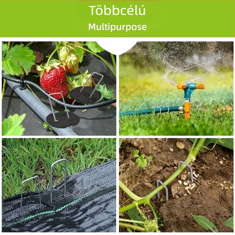 U alakú talajszögek 15 cm-es műanyag tömítéssel, gyepszögek, kerti sátor, szélálló szögek, horganyzott fix szögek, fűálló szövet talajszögek