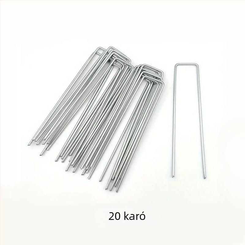U alakú talajszögek 15 cm-es műanyag tömítéssel, gyepszögek, kerti sátor, szélálló szögek, horganyzott fix szögek, fűálló szövet talajszögek