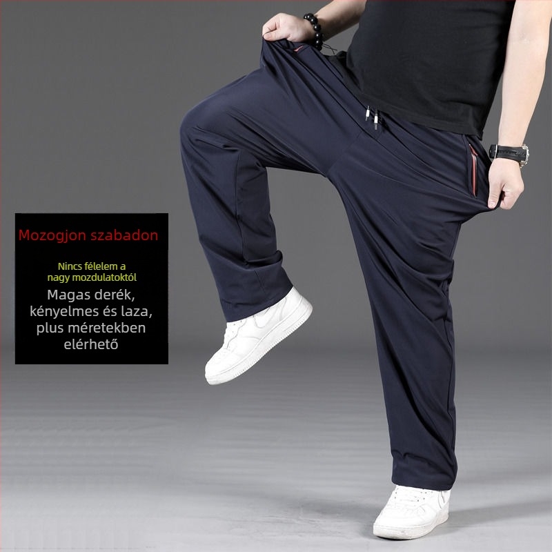 Plus Size Plus Size Lezser Nadrág Férfi Laza Egyenes Fat Melegítőnadrág Nyári Vékony Fat Férfi Gyorsan Száradó Nadrág