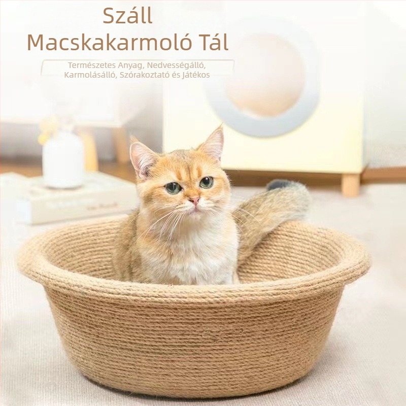Szizál macskakaparó integrált macskaalomlap kopásálló, csúszásgátló, karcálló macskakarom Tányéros tál macskakaparólap Ovális macskaőrlő karom