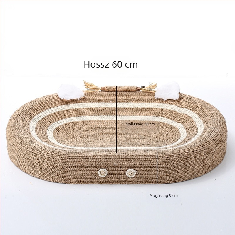 Szizál macskakaparó integrált macskaalomlap kopásálló, csúszásgátló, karcálló macskakarom Tányéros tál macskakaparólap Ovális macskaőrlő karom