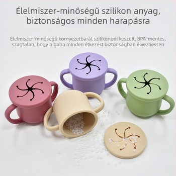 Eladó Gyermek Szilikon Dupla Fülű Uzsonnás Pohár Nyitással, Speciális Tanulási Ivópohár Csecsemőknek és Kisgyermekeknek, Anyai és Csecsemő Kellékek, Baba Ivópohár