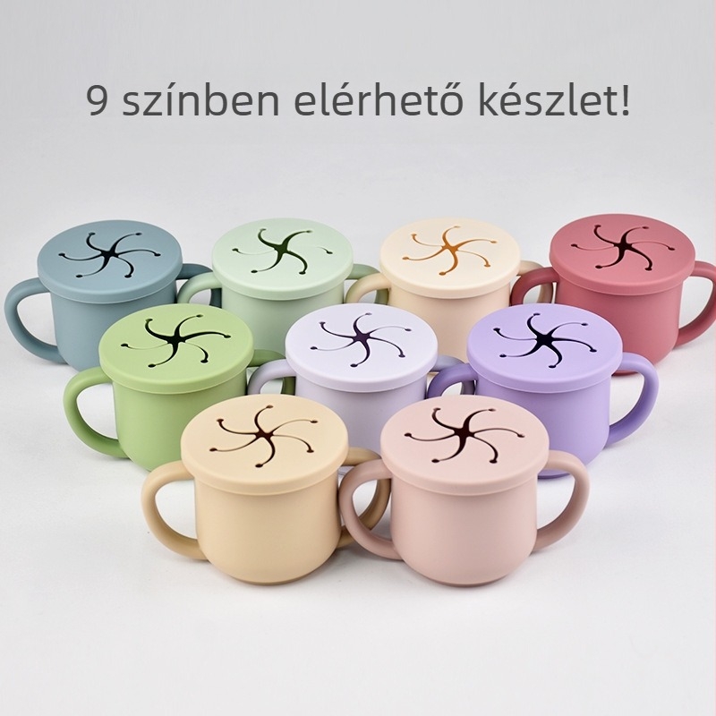 Eladó Gyermek Szilikon Dupla Fülű Uzsonnás Pohár Nyitással, Speciális Tanulási Ivópohár Csecsemőknek és Kisgyermekeknek, Anyai és Csecsemő Kellékek, Baba Ivópohár