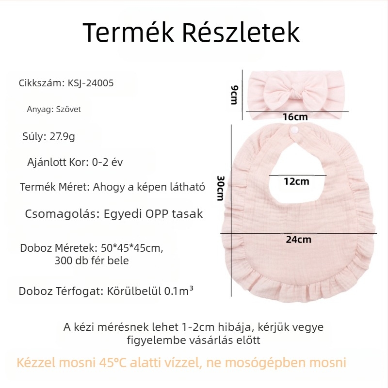Európai és amerikai új baba masnis hajpántos előke, gyermek gézből készült fodros előke, baba csúszós törölköző