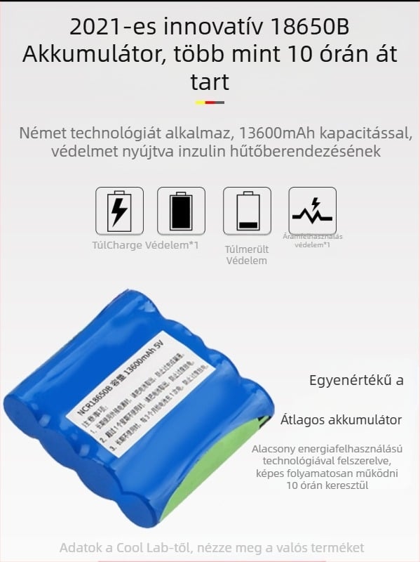Kubao hordozható inzulin hűtőszekrény mini autó otthoni kettős felhasználású 0-8 fokos hűtés US8 újratölthető kis hűtőszekrény