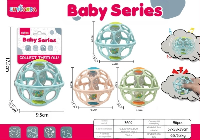 [Anya és baba dögös modell] Baba kézcsörgő Manhattan kézfogó lyuklabda koragyermekkori nevelés szenzoros integrációs tréning kézfogó labda játék