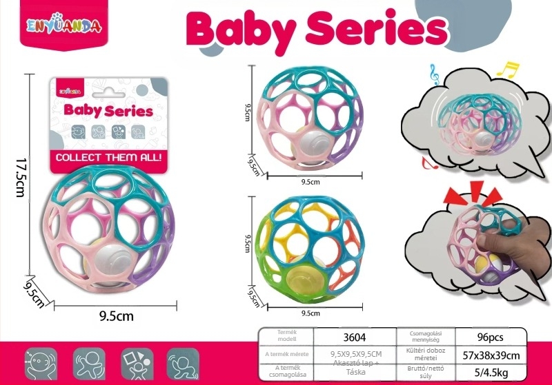 [Anya és baba dögös modell] Baba kézcsörgő Manhattan kézfogó lyuklabda koragyermekkori nevelés szenzoros integrációs tréning kézfogó labda játék