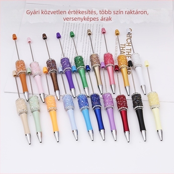 raktáron nagykereskedelmi határokon átnyúló kristály kavics golyóstoll barkácsoláshoz kézzel készített fúró gyöngyös toll regény aranyos műanyag toll