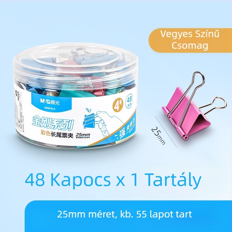 Chenguang írószer színes hosszú farokcsipesz nagy teszt gemkapocs 25mm kicsi fecskefarkú fém csirkefarokcsipesz irattartó kis csipesz