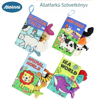 AIPINQI új rajzfilm állatfarok mintás vászonkönyv gyűrűs papírral, gyerekjáték, szakadásálló babakönyv