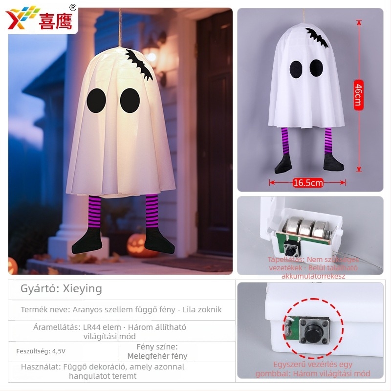 Határokon átnyúló Amazon új Halloween LED dekoratív lámpák szellem függőlámpák szellem fesztivál szoba hangulatvilágítás