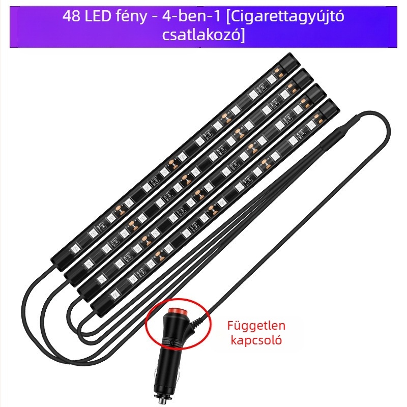 Autó fényszóró autó belső módosítás nélküli led színes gázlámpa autó usb talpú belső lámpa zenei ritmuslámpa