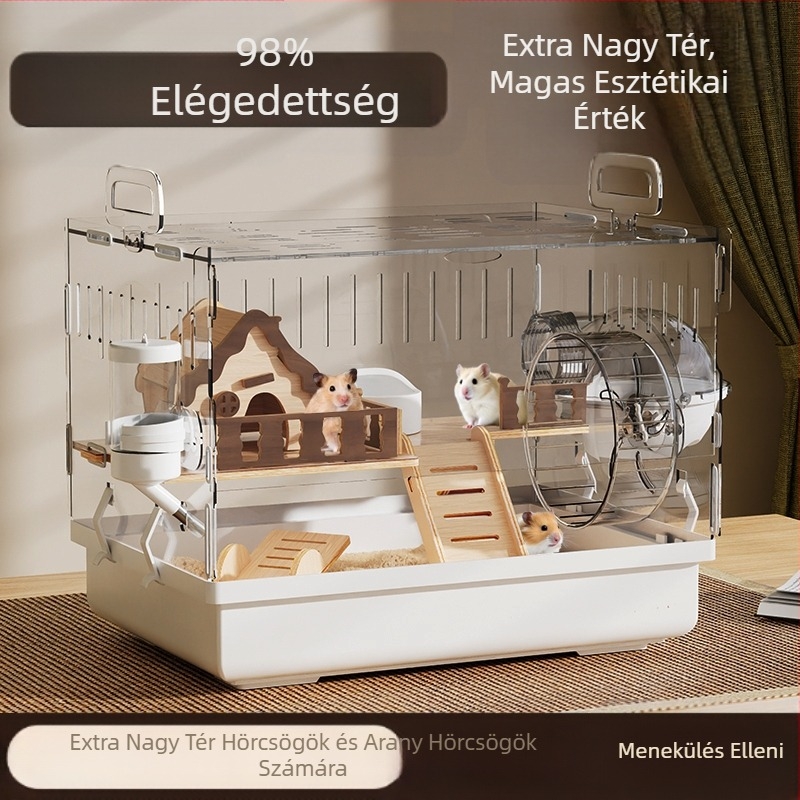 Hörcsögketrec Golden Bear különleges akril nagy átlátszó luxus villa tenyészdoboz kellékek játékok olcsó készlet