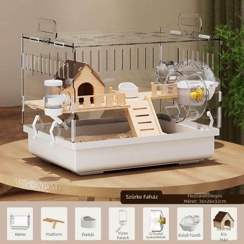 Hörcsögketrec Golden Bear különleges akril nagy átlátszó luxus villa tenyészdoboz kellékek játékok olcsó készlet