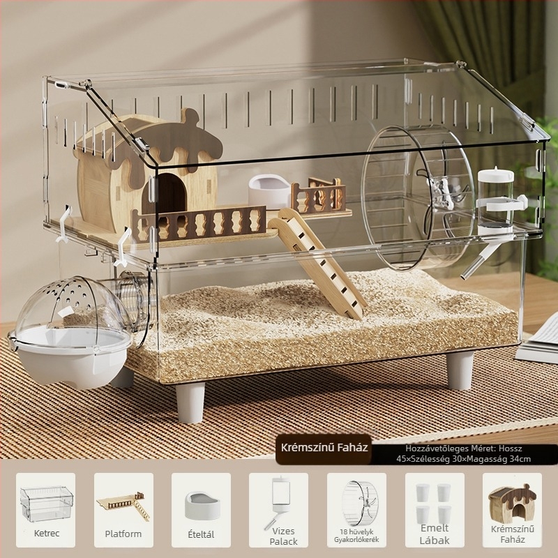 Hörcsögketrec Golden Bear különleges akril nagy átlátszó luxus villa tenyészdoboz kellékek játékok olcsó készlet