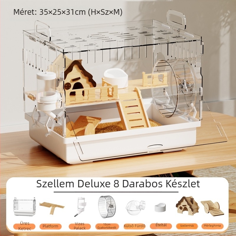 Hörcsögketrec Golden Bear különleges akril nagy átlátszó luxus villa tenyészdoboz kellékek játékok olcsó készlet