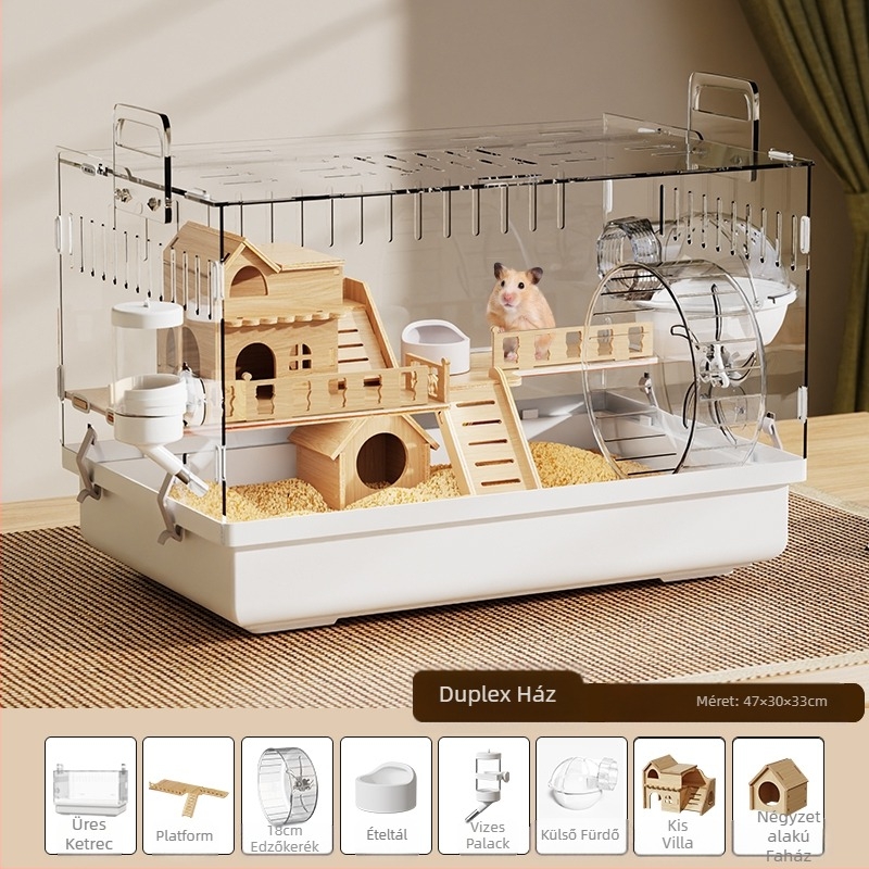 Hörcsögketrec Golden Bear különleges akril nagy átlátszó luxus villa tenyészdoboz kellékek játékok olcsó készlet