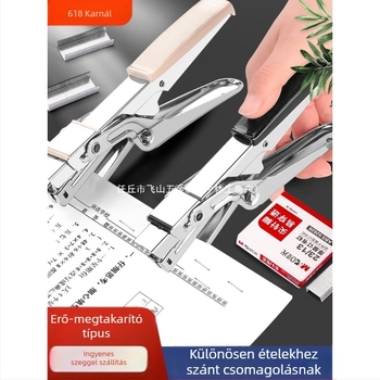 Munkatakarékos kézi tűzőgép, multifunkcionális kereskedelmi tűzőgép vastag könyvekhez, diákirodai használatra, nagy méret, nagyméretű otthoni kötés