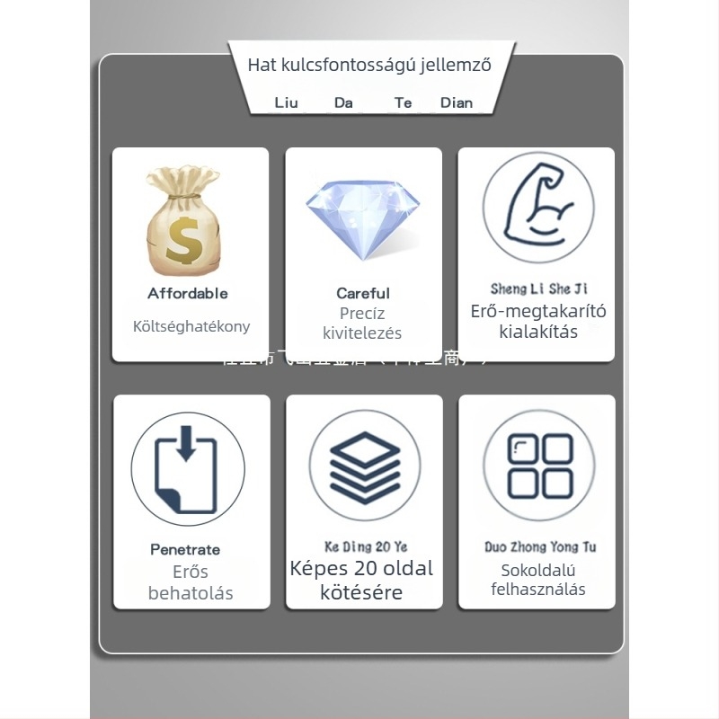 Munkatakarékos kézi tűzőgép, multifunkcionális kereskedelmi tűzőgép vastag könyvekhez, diákirodai használatra, nagy méret, nagyméretű otthoni kötés