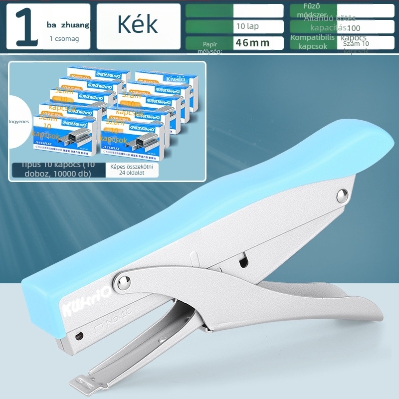 Munkatakarékos kézi tűzőgép, multifunkcionális kereskedelmi tűzőgép vastag könyvekhez, diákirodai használatra, nagy méret, nagyméretű otthoni kötés