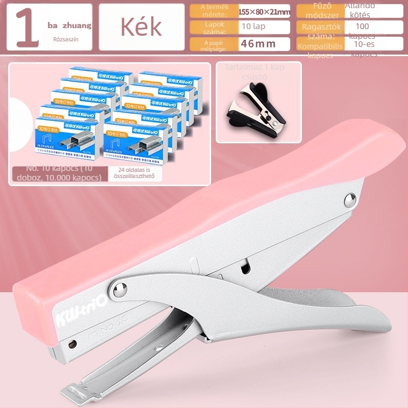 Munkatakarékos kézi tűzőgép, multifunkcionális kereskedelmi tűzőgép vastag könyvekhez, diákirodai használatra, nagy méret, nagyméretű otthoni kötés