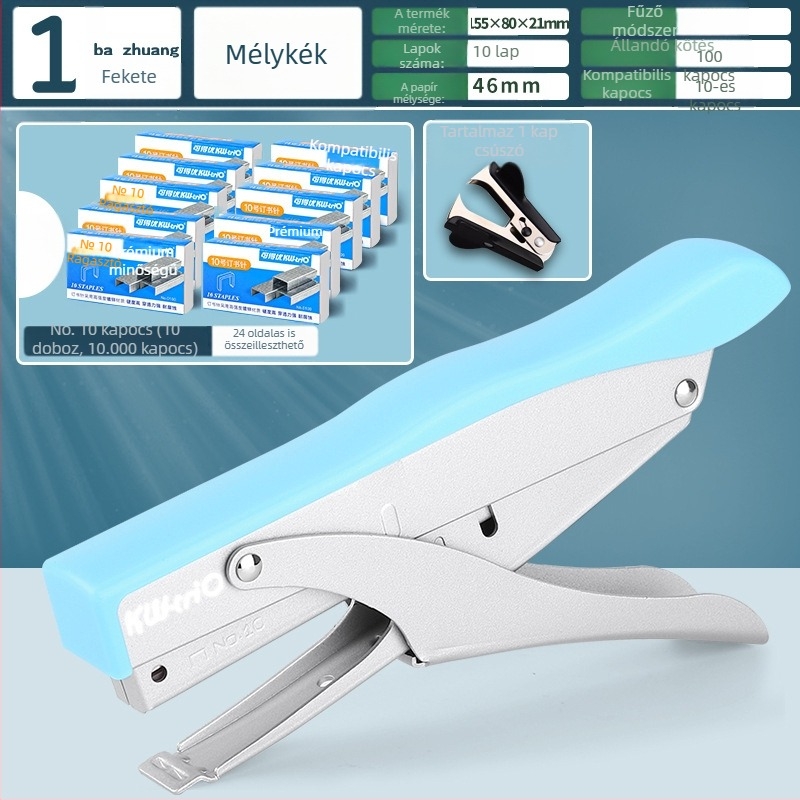 Munkatakarékos kézi tűzőgép, multifunkcionális kereskedelmi tűzőgép vastag könyvekhez, diákirodai használatra, nagy méret, nagyméretű otthoni kötés