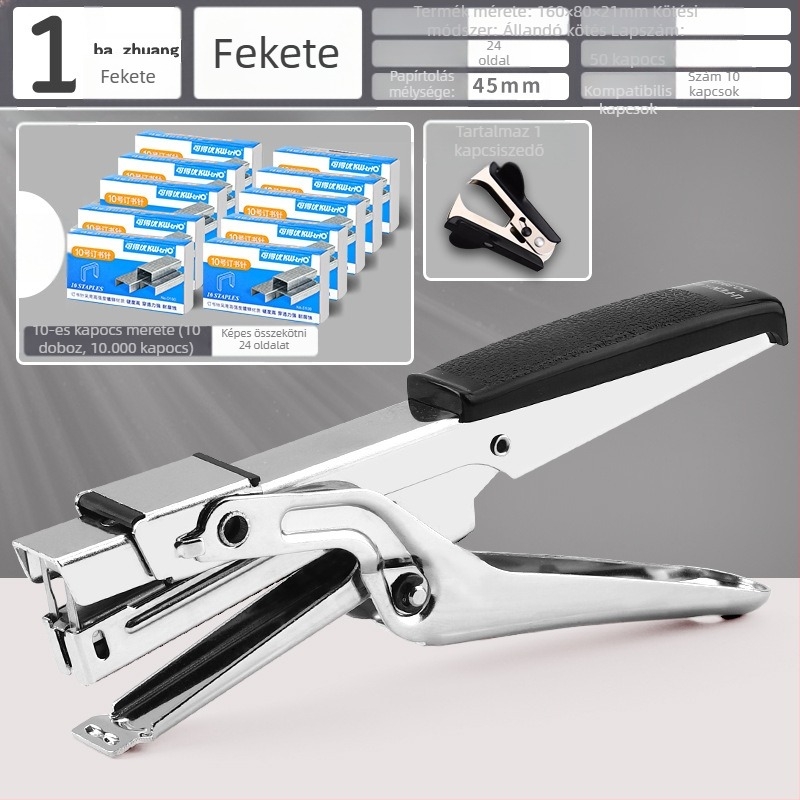 Munkatakarékos kézi tűzőgép, multifunkcionális kereskedelmi tűzőgép vastag könyvekhez, diákirodai használatra, nagy méret, nagyméretű otthoni kötés