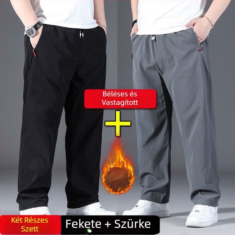 Plus Size Nadrágok Férfi Laza Egyenes Sport Hétköznapi Nadrág Tavaszi és Nyári Új Elasztikus Elasztikus Derék Plus Fat Plus Size Jég Selyem Nadrág