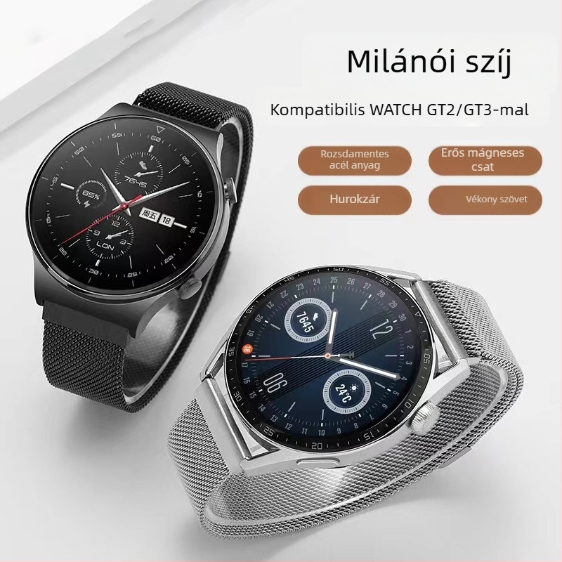 Milanese mágneses GT6 rozsdamentes acél óraszíj 22 mm, Huawei Watch54 Samsung Xiaomi S4 Garmin készülékhez