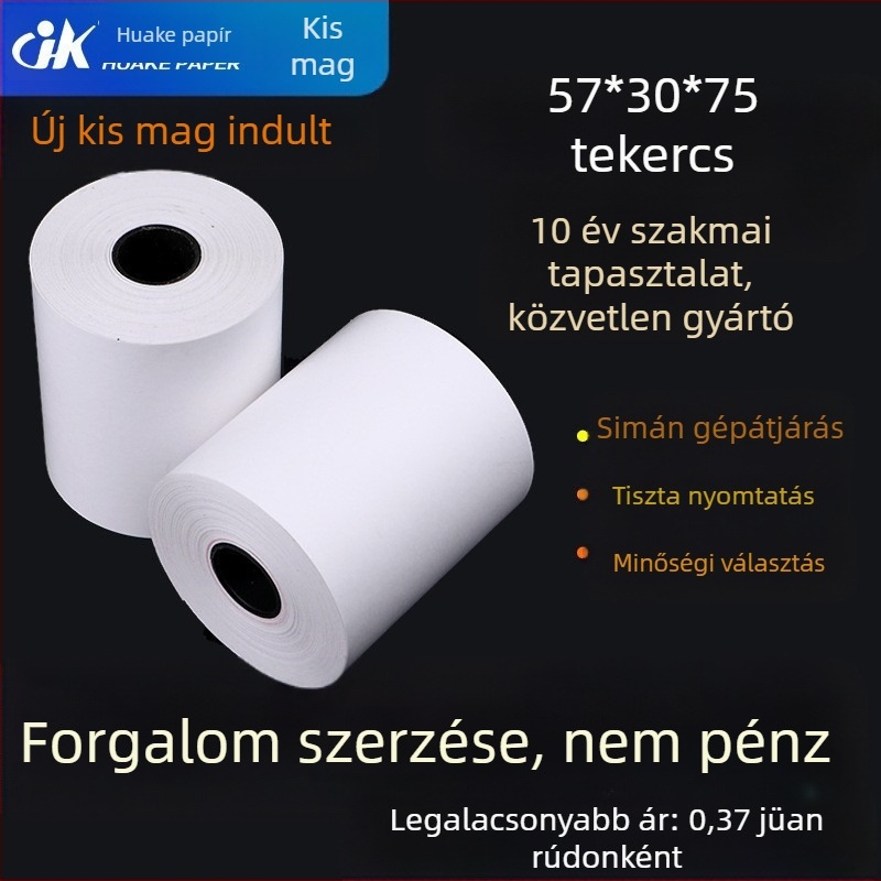 Termikus pénztárgéppapír 5730-5740-5750 szupermarketi nyugta 8060 nyomtatópapír konyhai sorhoz kis fekete tubus nagykereskedelem