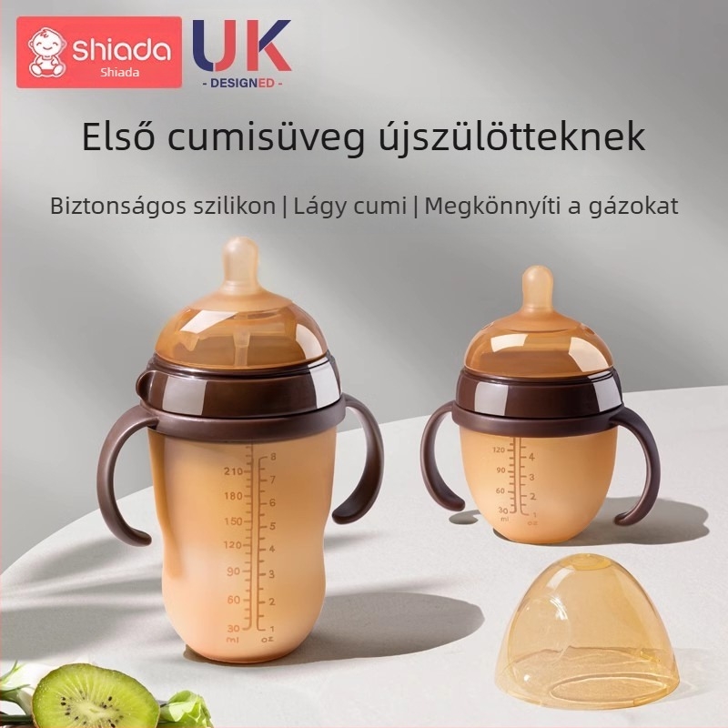 Szilikon cumisüveg újszülötteknek, 6 hónapos kortól, ív alakú cumi anyatejjel