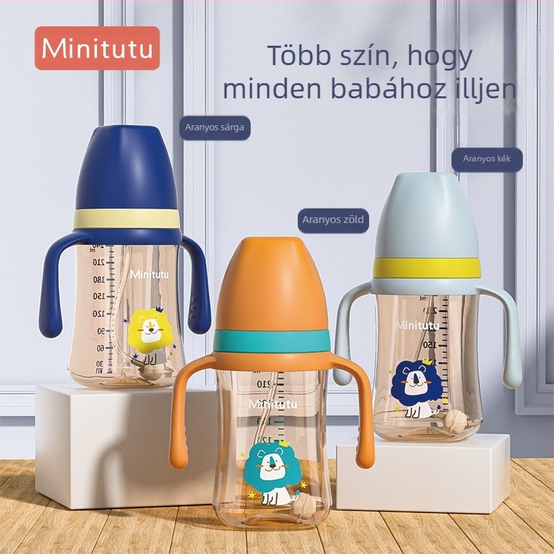 Minitutu nano színes széles szájú PP egy csésze három szívópohár palack cumi szívó száj kacsacsőr baba 300