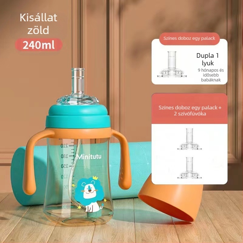 Minitutu nano színes széles szájú PP egy csésze három szívópohár palack cumi szívó száj kacsacsőr baba 300