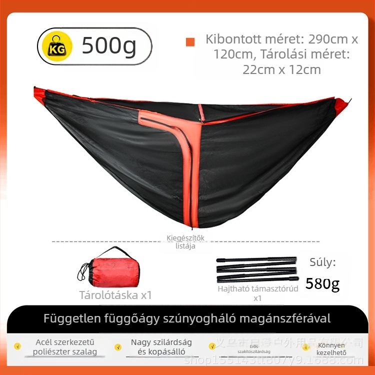 Kültéri függőágy szúnyogháló gézhuzat titkosított vastagított szúnyogriasztó háló gézhuzat levehető levehető függőágy szúnyogháló