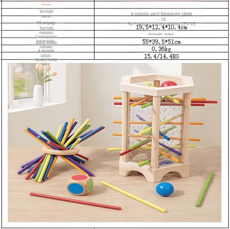 Határokon átnyúló gyermekeknek szóló fapálcika-játék bébi oktató dobókocka szín szülő-gyermek interaktív matematika Montessori fajátékok