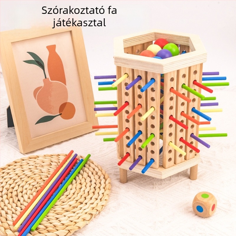 Határokon átnyúló gyermekeknek szóló fapálcika-játék bébi oktató dobókocka szín szülő-gyermek interaktív matematika Montessori fajátékok
