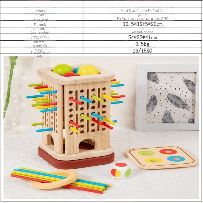 Határokon átnyúló gyermekeknek szóló fapálcika-játék bébi oktató dobókocka szín szülő-gyermek interaktív matematika Montessori fajátékok