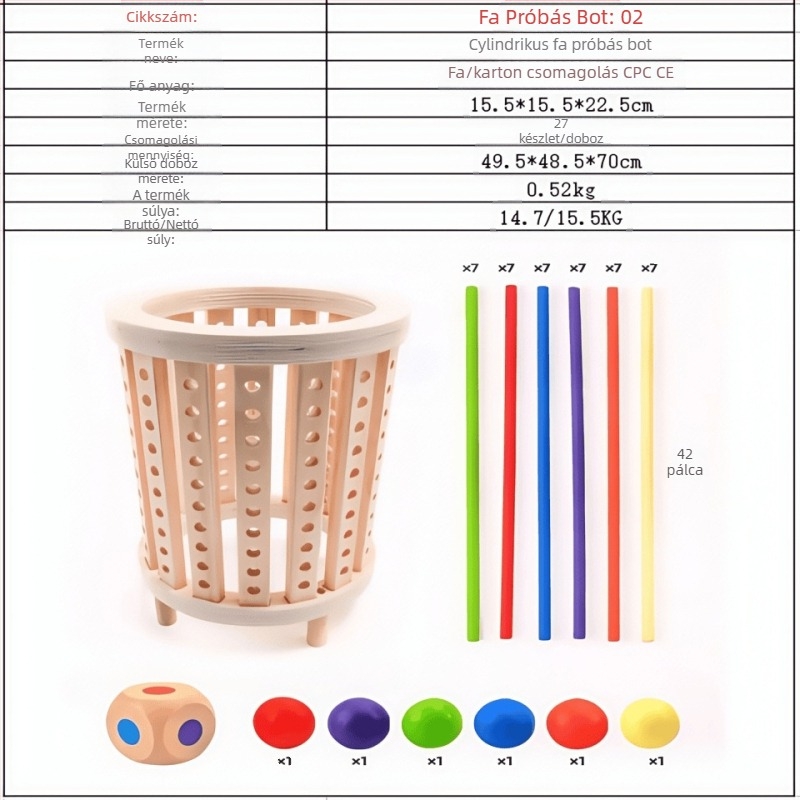 Határokon átnyúló gyermekeknek szóló fapálcika-játék bébi oktató dobókocka szín szülő-gyermek interaktív matematika Montessori fajátékok