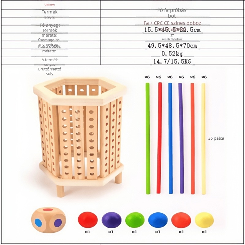 Határokon átnyúló gyermekeknek szóló fapálcika-játék bébi oktató dobókocka szín szülő-gyermek interaktív matematika Montessori fajátékok