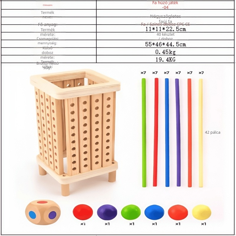 Határokon átnyúló gyermekeknek szóló fapálcika-játék bébi oktató dobókocka szín szülő-gyermek interaktív matematika Montessori fajátékok
