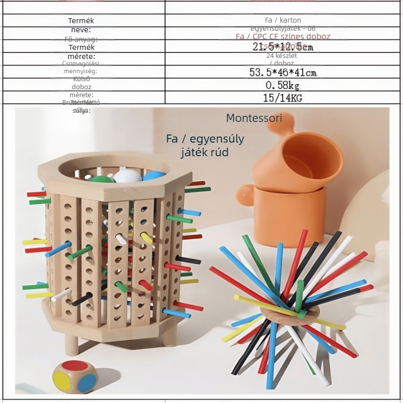 Határokon átnyúló gyermekeknek szóló fapálcika-játék bébi oktató dobókocka szín szülő-gyermek interaktív matematika Montessori fajátékok