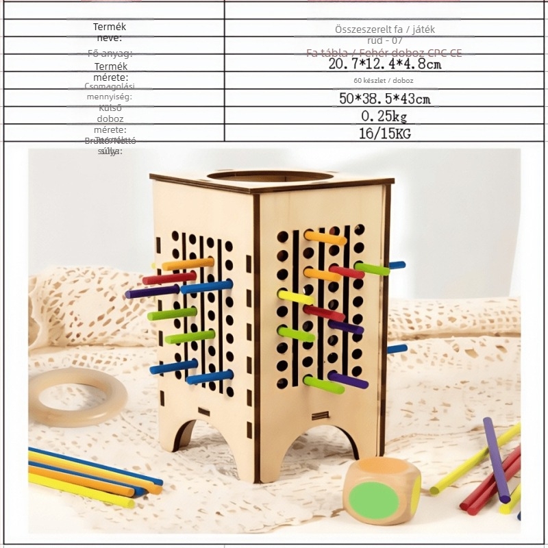 Határokon átnyúló gyermekeknek szóló fapálcika-játék bébi oktató dobókocka szín szülő-gyermek interaktív matematika Montessori fajátékok