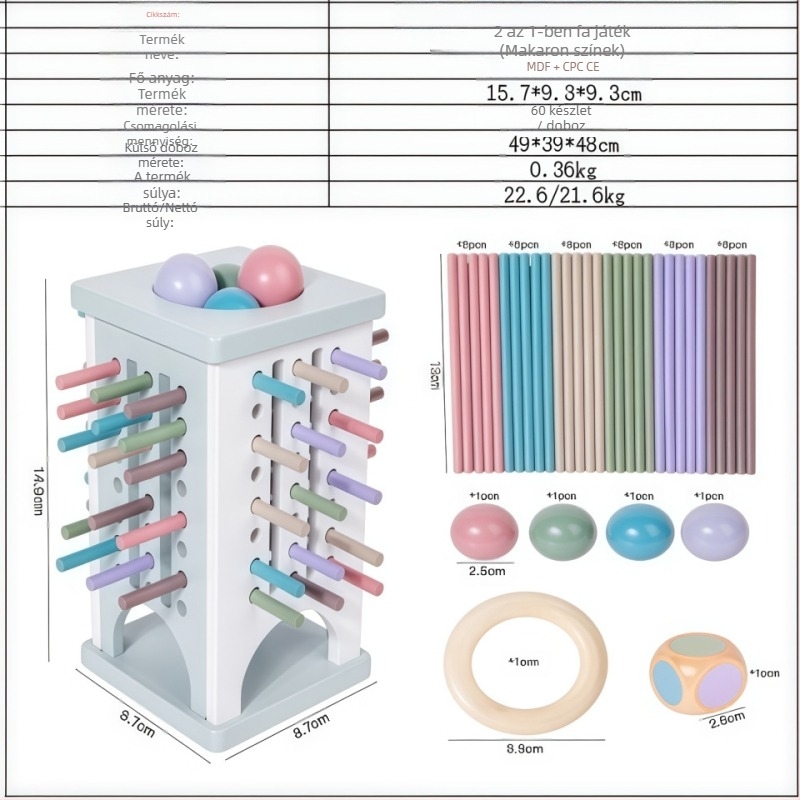 Határokon átnyúló gyermekeknek szóló fapálcika-játék bébi oktató dobókocka szín szülő-gyermek interaktív matematika Montessori fajátékok